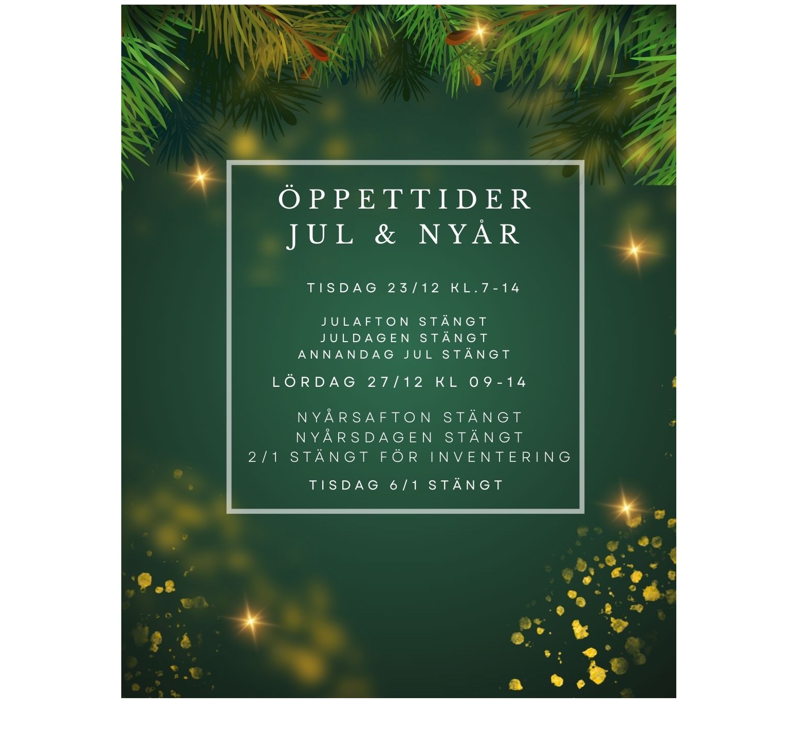 öpettider jul o nyår hemsidan